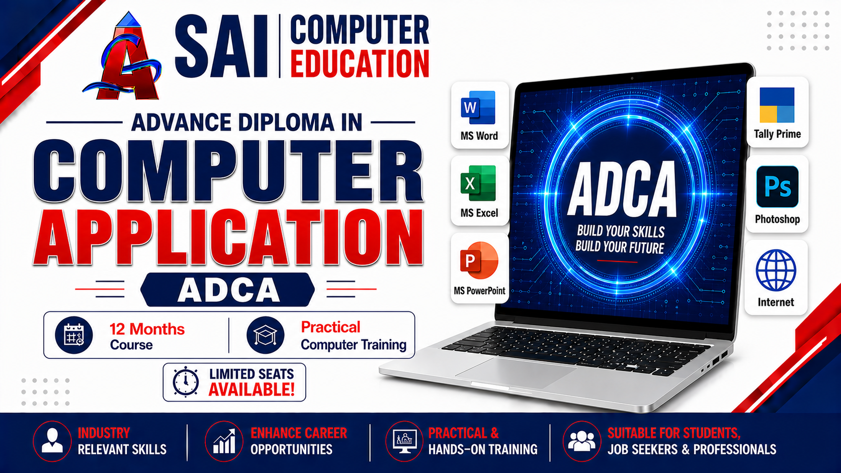 Advance Diploma in Computer Application (ADCA) classroom at SAI Computer Education, Aliganj Lucknow