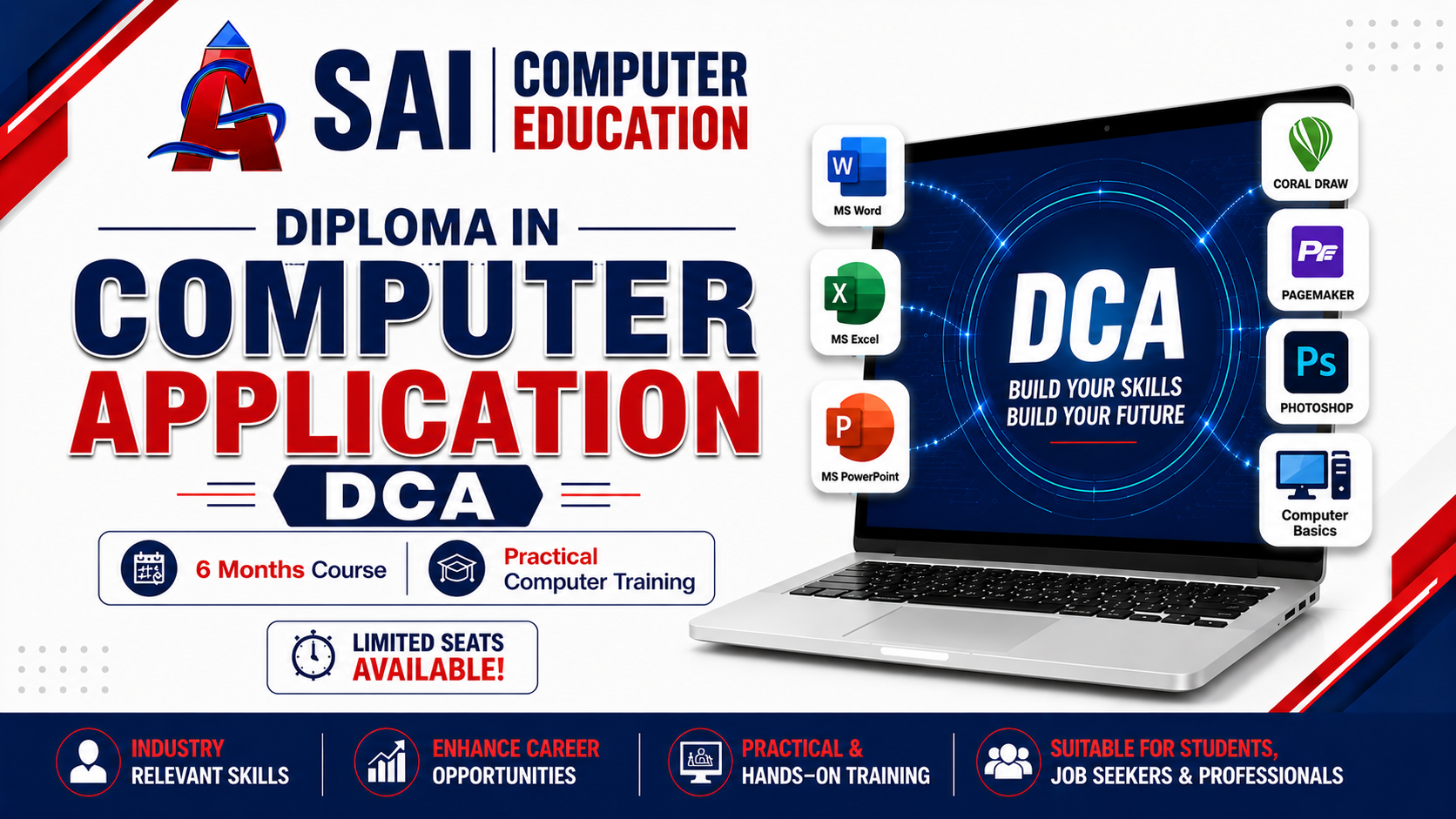 Diploma in Computer Application (DCA) classroom at SAI Computer Education, Aliganj Lucknow