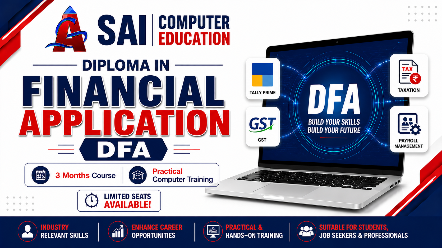 Diploma in Financial Accounting (DFA) classroom at SAI Computer Education, Aliganj Lucknow