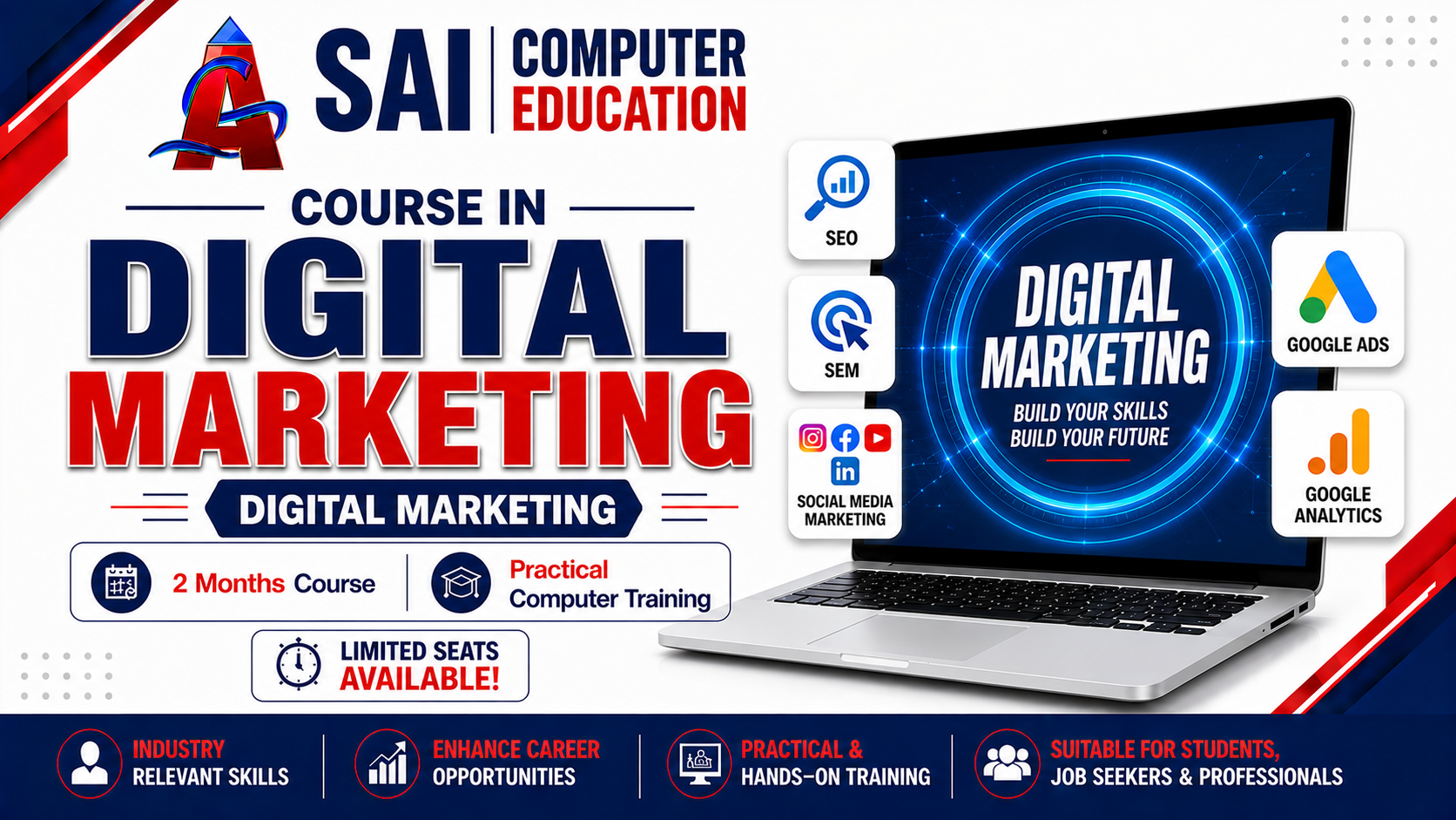 Digital Marketing classroom at SAI Computer Education, Aliganj Lucknow