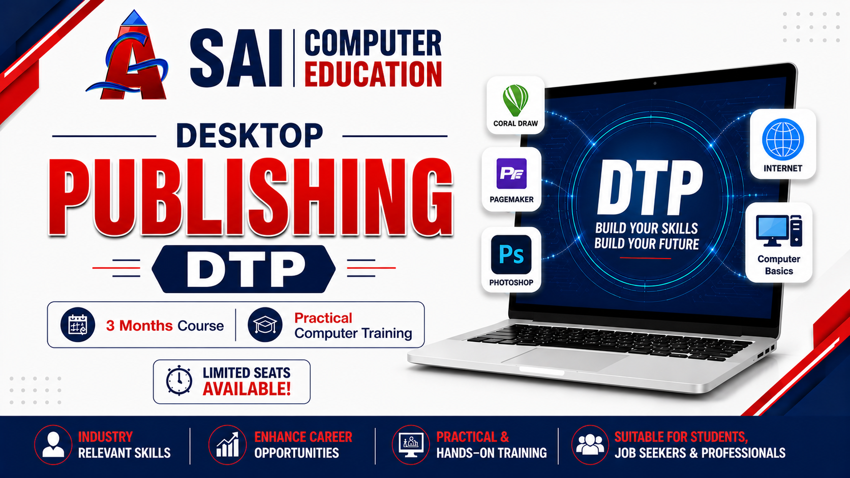 Desktop Publishing (DTP) classroom at SAI Computer Education, Aliganj Lucknow