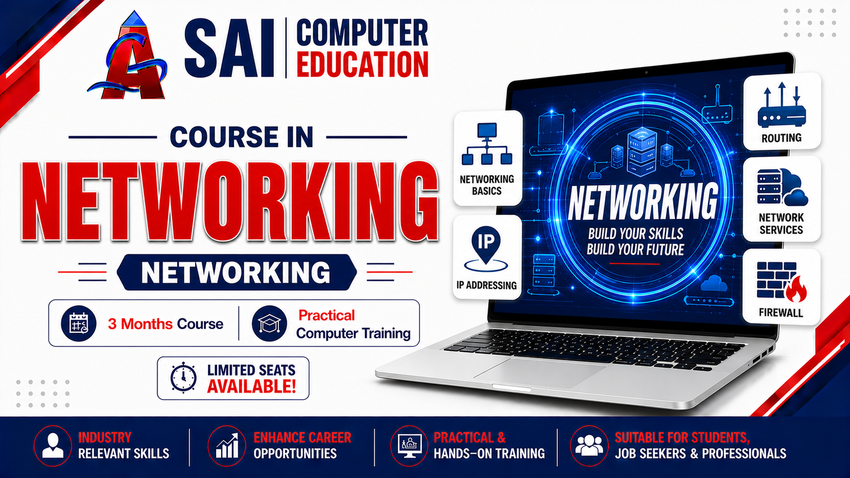 Networking classroom at SAI Computer Education, Aliganj Lucknow