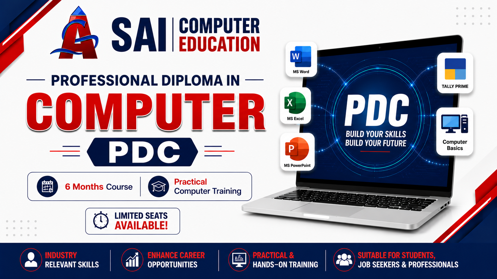 Professional Diploma in Computer (PDC) classroom at SAI Computer Education, Aliganj Lucknow